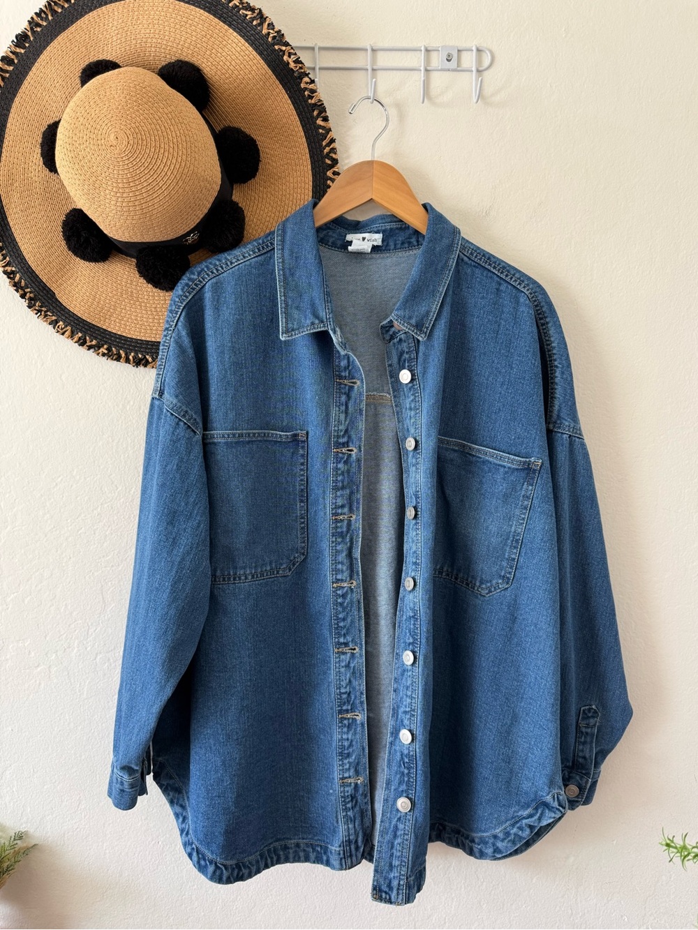 Love Wish Oversized Denim Shirt Jacket Shacket Size 2X